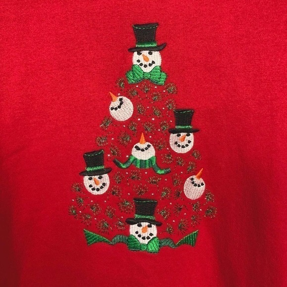 𝅺MCCC Sportswear Snowman Christmas Tree Mock Layered Sweatshirt Women's Size XL - Picture 10 of 12
